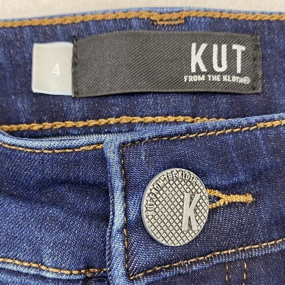 KUT From The Kloth Womens size 4 Boyfriend Blue Jeans Straight Leg Distressed - Picture 6 of 10
